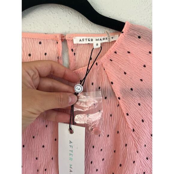 After Market Women Pink Dot Ankle Blouse, Size Small - Picture 7 of 9